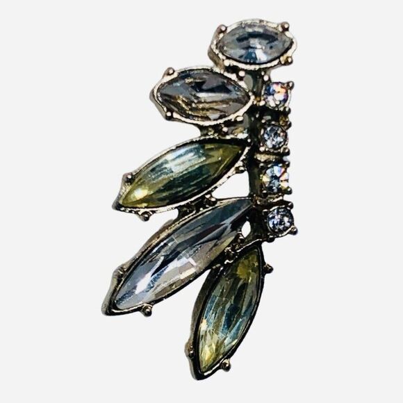 Vintage Women’s Faceted Crystal Silver Tone Formal Climber Pierced Earrings 1” - Picture 6 of 9